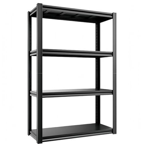 4-Tier Metal Storage Shelving Unit, 2,000 lbs Capacity Adjustable Garage Shelves for Garage, Utility Room, Basement & Workshop, 31.5" W × 15.8" D × 63" H - size: 4T 31.5" W x 15.8" D x 63" H