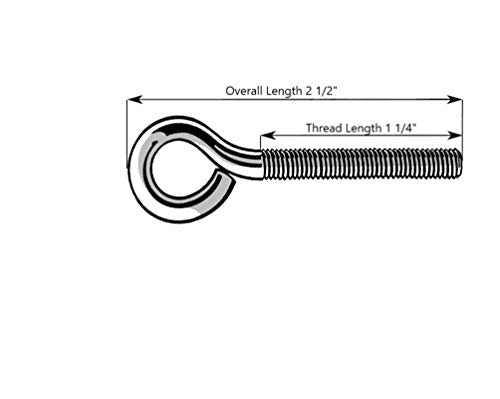 Hard-to-Find Fastener 014973454326 Eye Bolt Zinc, 1/4-20 x 2-1/2-Inch, 15-Piece - size: 1/4"-20 x 2-1/2"