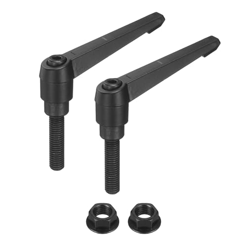 uxcell 2Pcs Adjustable Clamping Lever Handles, M10x40mm Zinc Alloy Male Thread Stud Knobs with Nuts Quick Release Bolt Rotating Screw Handles for Lathes Woodworking, Black - size: M10x40mm