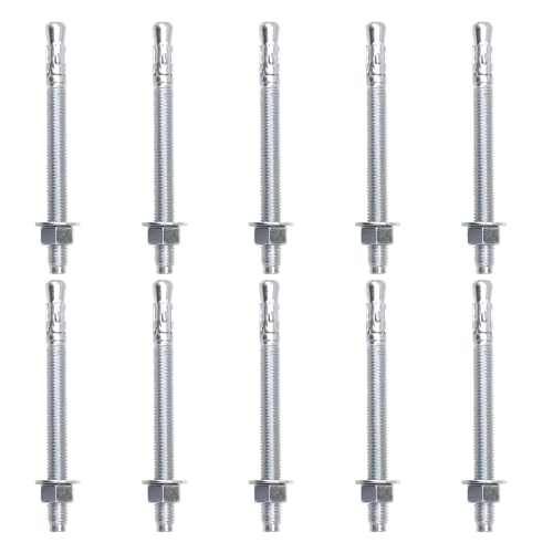 1/2" x 6" Concrete Anchors Wedge Anchor, Carbon Steel,10 Pcs - size: 1/2"x6"