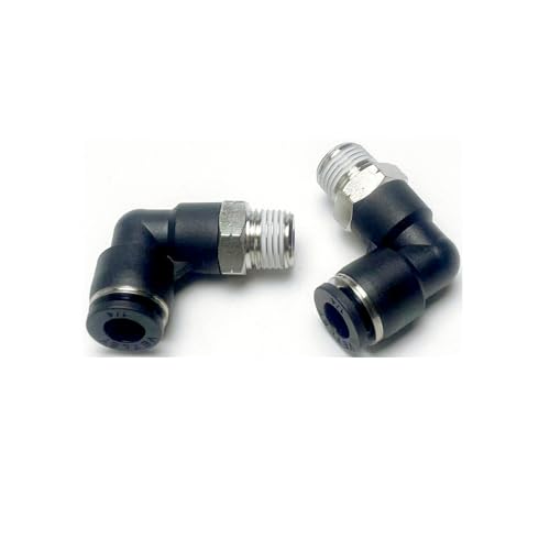 Pneumatic Elbow Push to Connect Fitting 1/4 Inch Tube OD x 1/8 NPT Male Thread,90 Degree Elbow Pneumatic Tube Connector PL1/4-N1(Pack of 10) - color: Black, size: 1/4'' OD x 1/8 NPT