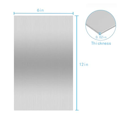 430 Stainless Steel Metal Plate, Suitable for Magnetic Installation Plate Walls, Suitable for Metal Plates in processes, Kitchens, and Offices (1, 0.5mm Thick, 12 x 6 x 0.02 Inch) - size: 12 x 6 x 0.02 Inch
