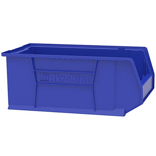 Akro-Mils 30281 Super-Size AkroBins Plastic Storage Bins, Space-Saving Stackable Bins for Garage, Classroom, Warehouse Organization, 20" L x 12" W x 8" H, Blue, 3-Pack - color: Blue
