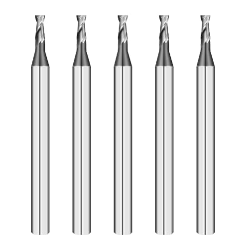 3/32" Tungsten Carbide Square End Mill 2 Flute Micro Grain Milling Bits Set,AlTiN Coating,for Milling Alloy Steels,Cast Iron,Carbon Steel(5PCS) - size: 3/32 in