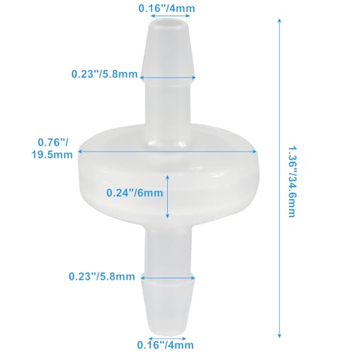10 Pack 3/16 Inch (4MM) Plastic Check Valve - size: 4mm