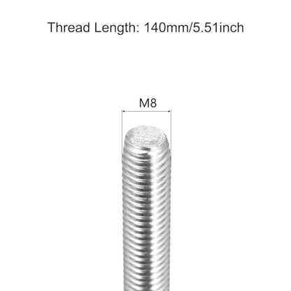 TOP-VIGOR 2Pcs M8-1.25 x 140mm Length Fully Threaded Rod, 304 Stainless Steel Right Hand Threaded Rods, Fully Studding Rod Bar for Anchor Bolts, Clamps, Hangers and U-Bolts - size: M8 x 140mm