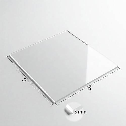 5 Pack 9"x9" Plexiglass Panels 3mm (1/8") Thick Transparent Acrylic Sheets with Protective Film for Picture Frame Art Design, DIY Craft, Signage, Display, and Home Projects - size: 9"x9" 3mm