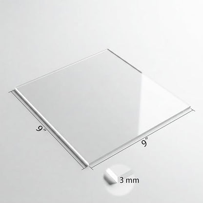 5 Pack 9"x9" Plexiglass Panels 3mm (1/8") Thick Transparent Acrylic Sheets with Protective Film for Picture Frame Art Design, DIY Craft, Signage, Display, and Home Projects - size: 9"x9" 3mm