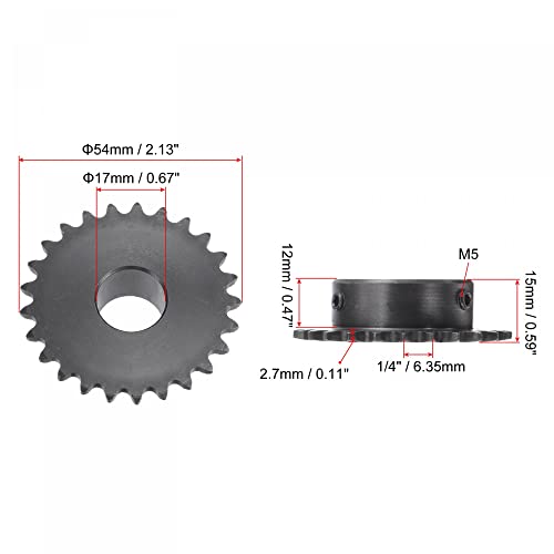 uxcell 25 Tooth Roller Sprocket B Type #25 Chain Single Strand 17mm Bore - size: 17mm