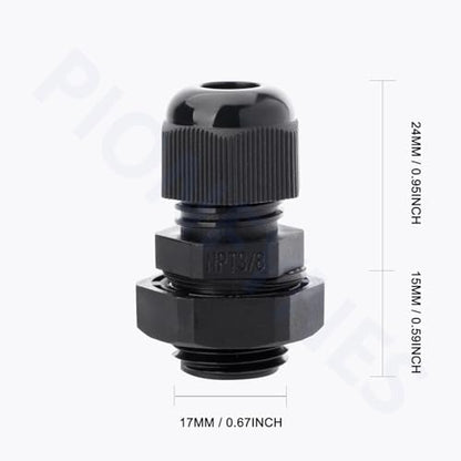 50PCS 3/8'' NPT Cable Gland Waterproof Adjustable 4-8mm/0.16-0.31inch Nylon Cable Glands Joints with Gaskets (3/8", 50PCS) - size: 3/8'' NPT 50pcs