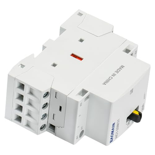 BAOMAIN 220V 4-Pole 20A Manual/Auto AC Contactor,3NO1NC,DIN Rail Mount
