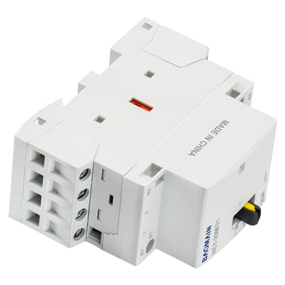 BAOMAIN 220V 4-Pole 20A Manual/Auto AC Contactor,3NO1NC,DIN Rail Mount