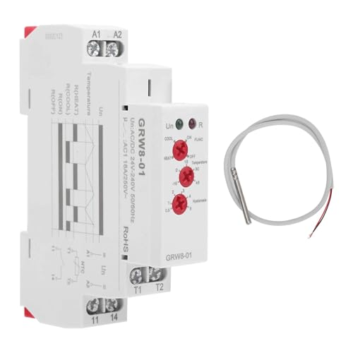 Temperature Control Relay High/Low Temperature Monitor GRW8-01 Temp Controller with LED Display and Probe