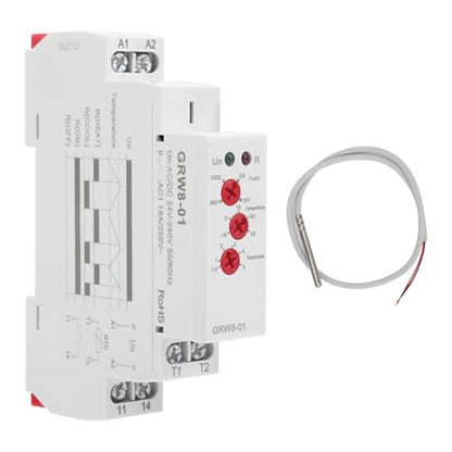 Temperature Control Relay High/Low Temperature Monitor GRW8-01 Temp Controller with LED Display and Probe