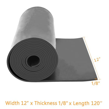 HooTown Solid Rubber Sheets Strips, No Adhesive Neoprene Rubber Rolls Seal - size: 12” Wide x 120” Long, style: 1/8" Thick