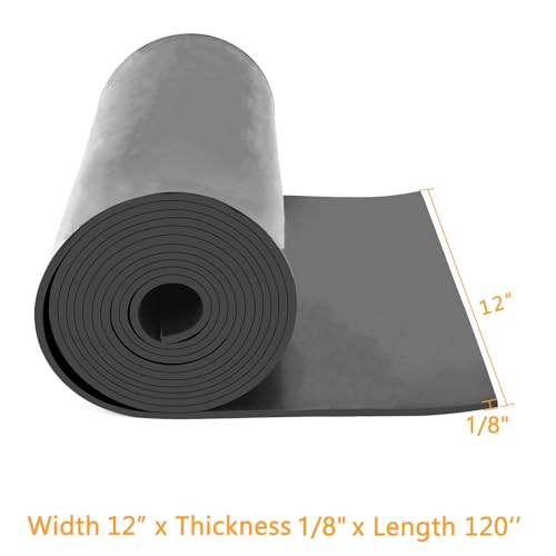HooTown Solid Rubber Sheets Strips, No Adhesive Neoprene Rubber Rolls Seal - size: 12” Wide x 120” Long, style: 1/8" Thick