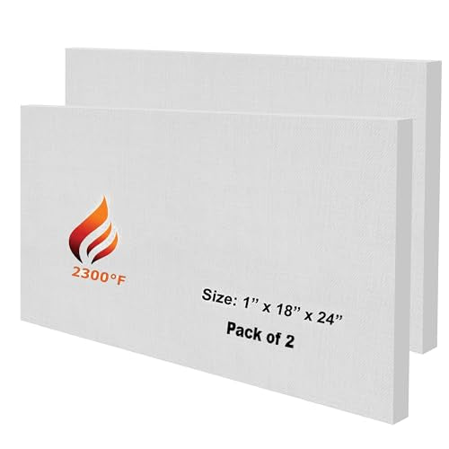 2 Pack Ceramic Fiber Board, 2300F Rated, 1" x 18" x 24", Fireproof Board - size: 1" x 18" x 24" / 2 PCS