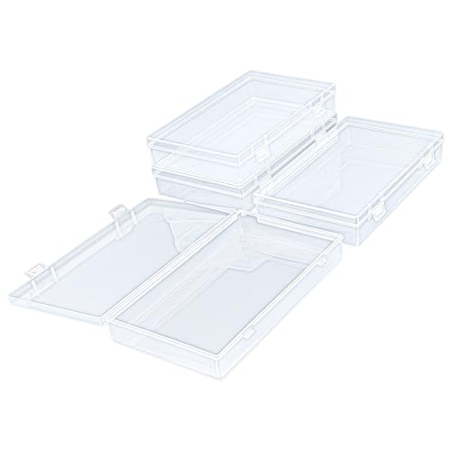 4 Pack Rectangular Clear Plastic Storage Containers - size: 7.87 x 4.72 x 1.38 inch