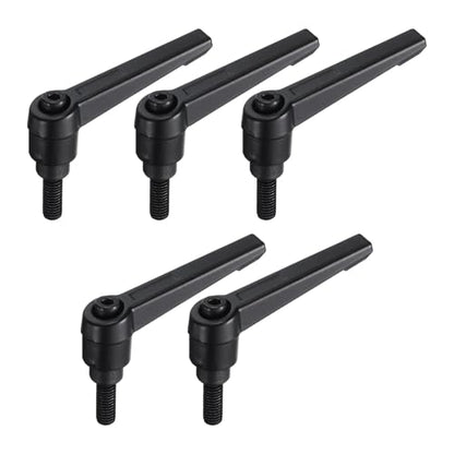 uxcell 5pcs Adjustable Clamping Lever Handle M6 x 15mm Metric Black Oxide Carbon Steel Male Threaded Stud Hand Knobs Ratchet Rotating Screw Handles Bolts with Locking Lever Black - size: M6 x 15mm