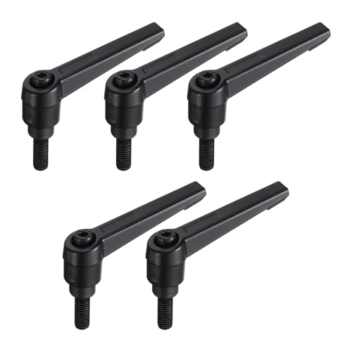 uxcell 5pcs Adjustable Clamping Lever Handle M6 x 15mm Metric Black Oxide Carbon Steel Male Threaded Stud Hand Knobs Ratchet Rotating Screw Handles Bolts with Locking Lever Black - size: M6 x 15mm
