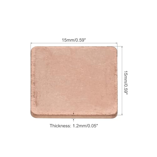 MECCANIXITY Heatsink Copper Sheet Shim, 1.2mm Thickness 15 x 15mm Pad with Thermal Conductive Adhesive Tape for Desktop Computer CPU Cooling Patch 5 Set - size: 1.2mm