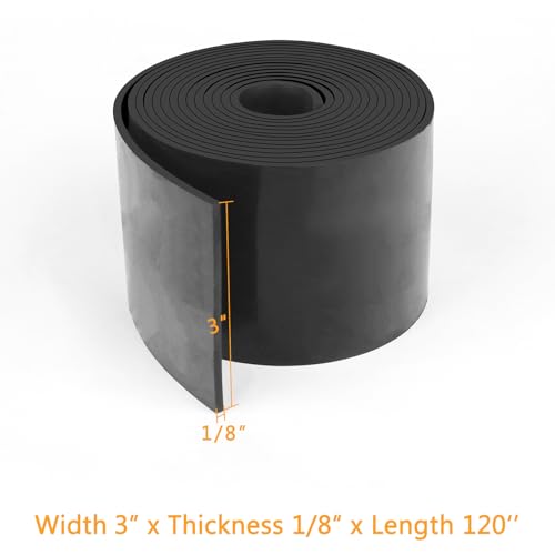 HooTown Solid Rubber Sheets Strips, No Adhesive Neoprene Rubber Rolls Seal - size: 3” Wide x 120” Long, style: 1/8" Thick
