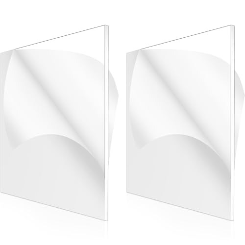 2 Pcs 1/16 Inch Thick Clear Acrylic Sheet 12 x 12 Inch Transparent Acrylic Sheet Clear Plastic Panel Cast Glass Sheets for DIY Handcraft Decor Picture Frame Paintings Display Art Craft - color: Transparent
