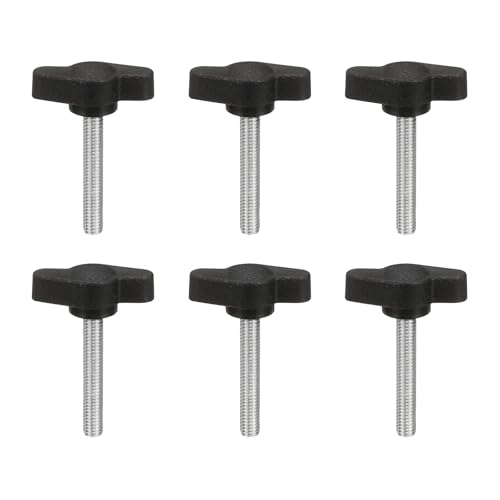 PATIKIL M5 x 30mm Tee Wing Thumb Screws, 6Pcs Carbon Steel Mechanical Handle Bolt Thumb Screws for Remove Replace Hand Clamping Tightening Knobs Power Supply, Black - size: M5 x 30mm