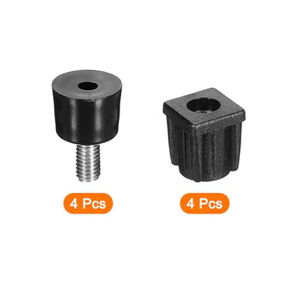 uxcell 4 Set Leveling Feet, M5x12x12mm Plastic Adjustable Furniture Leg Leveling Square Tube Insert Screw-in Glide Levelers for Table Chair Furniture, Black - size: M5x12x12mm