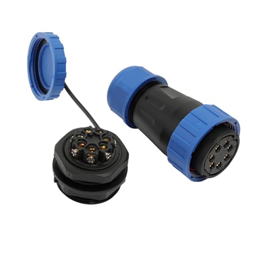 TY28 7 Pin 25A Circular Female Male Plug Socket Connector, Easy Assemble, Screw Crimp Solder-Free for Outdoor Marine Power Device - color: Panel Mount, size: 7 Pin 25A