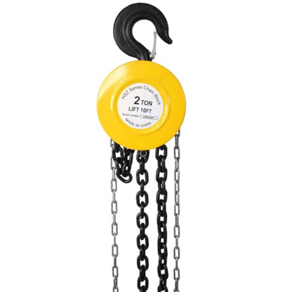 2 Ton Manual Chain Hoist, 4400 lb Hand Chain Hoist, Heavy Duty Chain Block Hoist with Mechanical Load Brake & Forged Hooks Alloy Steel Chain for Garage, Warehouse & Construction,Yellow - color: Yellow