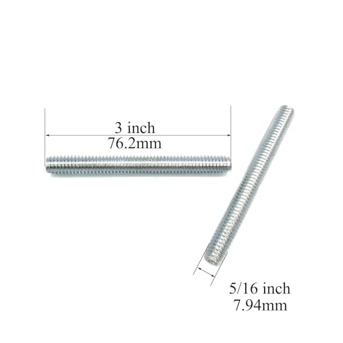 8pcs Silver Zinc Fully All Threaded Rod Carbon Steel Long Thread Screw 5/16x3 for Furniture Garden Railing Mounting Assembly Fastening Steel Frame Connection Full Thread Rod for Furniture - size: Silver-Zinc 5/16x3 Inch-8P