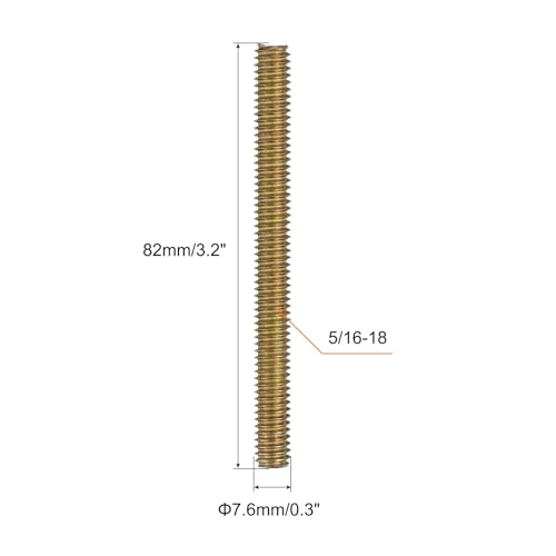 uxcell 12pcs Fully Threaded Rods 5/16x3-1/4 All Thread Studs Long Threaded Screw Carbon Steel for Furniture Garden Railing Mounting Assembly Fastening Frame Connection Colorful Zinc - size: 5/16x3-1/4"