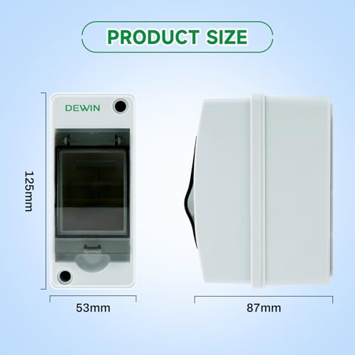 DEWIN 2 Way DIN Rail Box IP65 Distribution Protection Box - size: 2 module