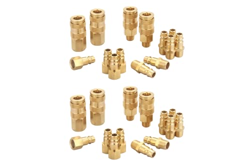 Brass 1/4 Inch NPT High Flow Air Coupler and Plug Kit - size: Coupler and Plug Kit 28 Piece