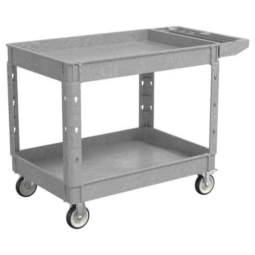 Plastic Utility Cart, 45 x 25 Inch, 1000 Lbs Capacity, Grey - color: Gray, size: 45 × 25 Inch