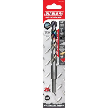 Diablo Metal Demon Drill Bits - 1/2" Diameter, 3-Flats-Reduced Shank - size: 1/2"