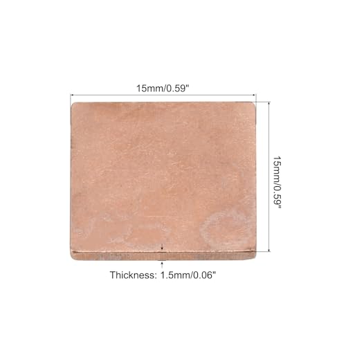 MECCANIXITY Heatsink Copper Sheet Shim, 1.5mm Thickness 15 x 15mm Pad with Thermal Conductive Adhesive Tape for Desktop Computer CPU Cooling Patch 5 Set - size: 1.5mm