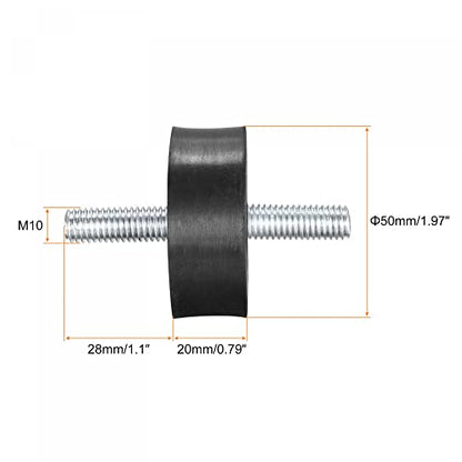 uxcell Rubber Mounts 4pcs M10x28mm Male Vibration Isolator Shock Absorber D50mmxH20mm - size: M8x28x50x20mm