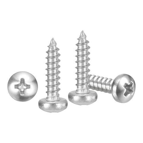 METALLIXITY Phillips Pan Head Self Tapping Screw #4x1/2 100Pcs - color: Silver Tone, size: #4x1/2"