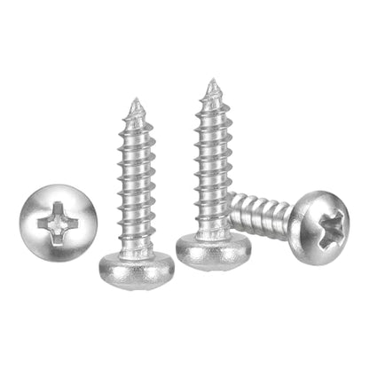 METALLIXITY Phillips Pan Head Self Tapping Screw #4x1/2 100Pcs - color: Silver Tone, size: #4x1/2"