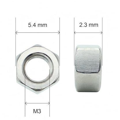 330Pcs M3 Hex Nuts, 304 Stainless M3 Nut, Coarse Thread M3 Nuts - size: Metric M3-0.5---330Pcs