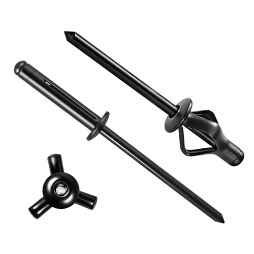 1/8" x 5/8" Tri-Fold Rivets Assortment - 150Pcs,All Black Tri-fold Exploding Pop Rivets Solid Aluminum Tri Grip Rivets Bulb Style Rivets for Kayak Marine Boat - color: Black, size: 1/8"x5/8"
