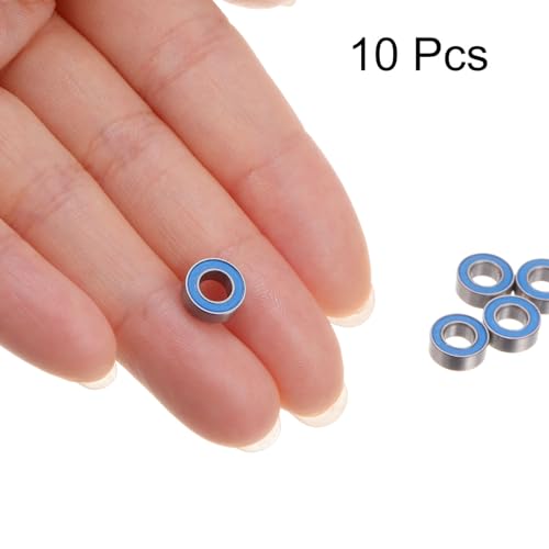 uxcell 10pcs MR84-2RS Miniature Deep Groove Ball Bearings 4x8x3mm Rubber Sealed Bearings for TRX4 1/10 RC Cars Trucks, 3D Printer, P6 (ABEC 3) - color: Blue, size: 4x8x3mm