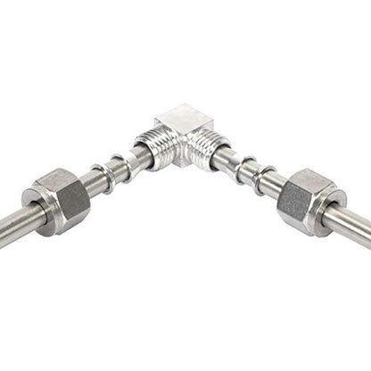 304 Stainless Steel 90 Degree Elbow Compression Fitting, Adapter with Twin Ferrules,3/8" Tube OD - size: 3/8" Tube OD, style: Elbow