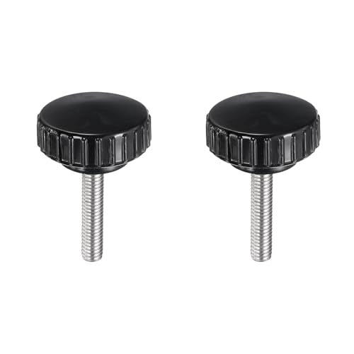 uxcell 2pcs Knurled Clamping Knobs M6 x 30mm Metric 304 Stainless Steel Male Thread Thumb Screw on Type 30mm Plastic Round Head Threaded Hand Bolt Stud Knobs Black - size: M6 x 30mm x 30mm