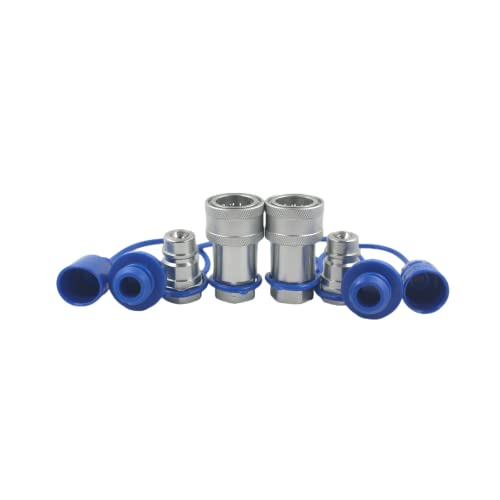 2-Set 1/2" NPT ISO5675 Ag Hydraulic Quick Connect Tractor Coupling/Couplers Ball Valva,Pioneer Type,Set w/Dust Cap - size: 2Sets- 1/2 NPT( Ball)