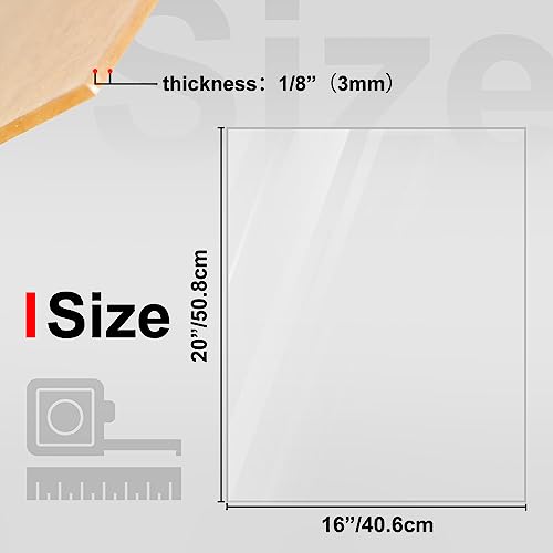 KINLINK 16x20 Acrylic Sheets, 1/8inch (3mm) Clear Plexiglass Sheets, Transparent Plasitc Board with Protective Paper for DIY Project, Craft, Picture Frames, Sign, Weding invitaton, 4 Pack - color: Clear, size: 16x20
