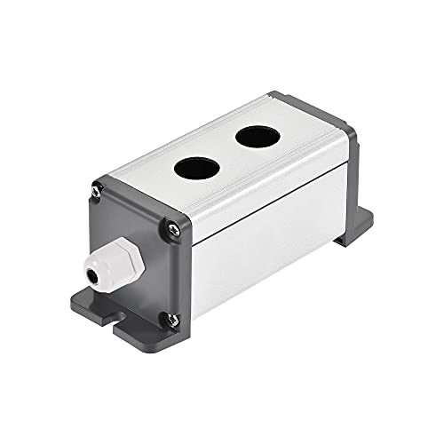 uxcell 2 Holes 16mm Aluminum Switch Button Station Box with a PG7 Cable Gland and Mounting Base