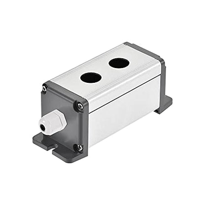 uxcell 2 Holes 16mm Aluminum Switch Button Station Box with a PG7 Cable Gland and Mounting Base